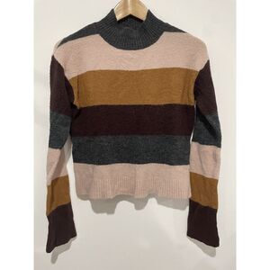 Express Women's Sweater Mockneck Striped‎ Small